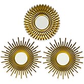 BONNYCO Gold Mirrors for Wall Pack of 3, Round Wall Mirrors Bedroom Room and Home Decor. Espejos Decorativos de Pared Sala Dormitorio, Modern Minimalist Decor Vintage, Chic. Gifts for Women, Mums