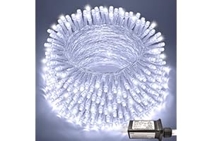 JMEXSUSS 66ft 200 LED White Christmas String Lights Indoor Bedroom, Connectable String Lights Outdoor Clear Wire, 8 Modes Twinkle String Lights Plug in for Classroom Tree Wedding Christmas Decoration
