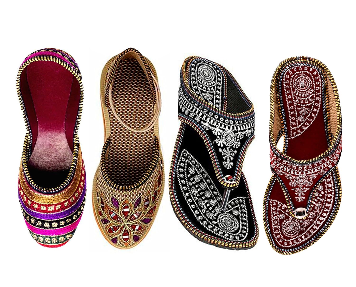 zaiva women and girls synthetic belly and slipper - multicolour (pack of 4)