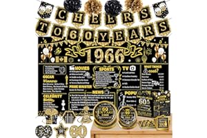 60th Birthday Decorations for Men Women, 103 PCS Back in 1966 Decorations, Vintage 60th Birthday Party Tableware Set for men,