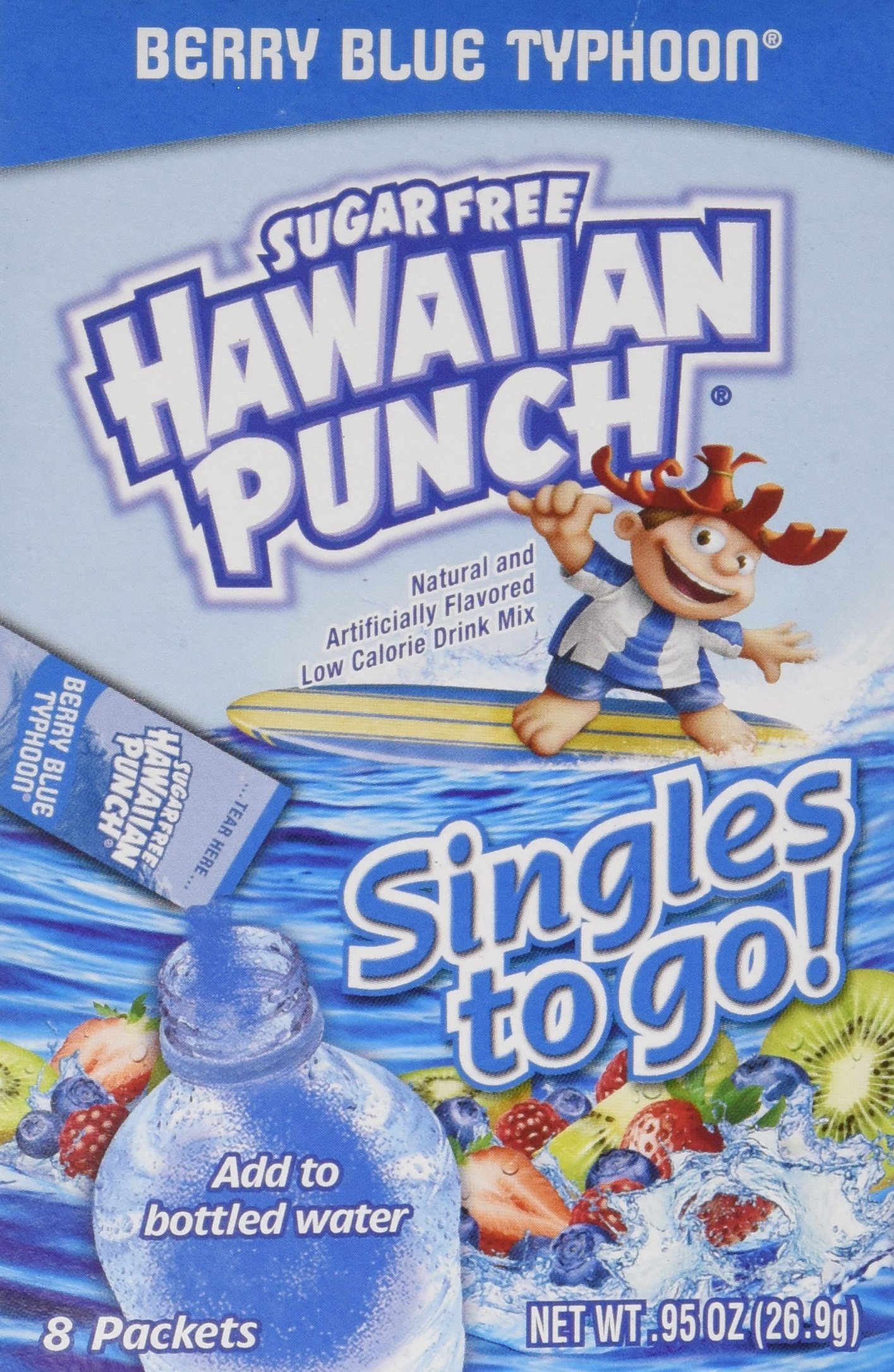 Hawaiian Punch Singles Water Drink Mix To Go Powder Packets, Berry Blue