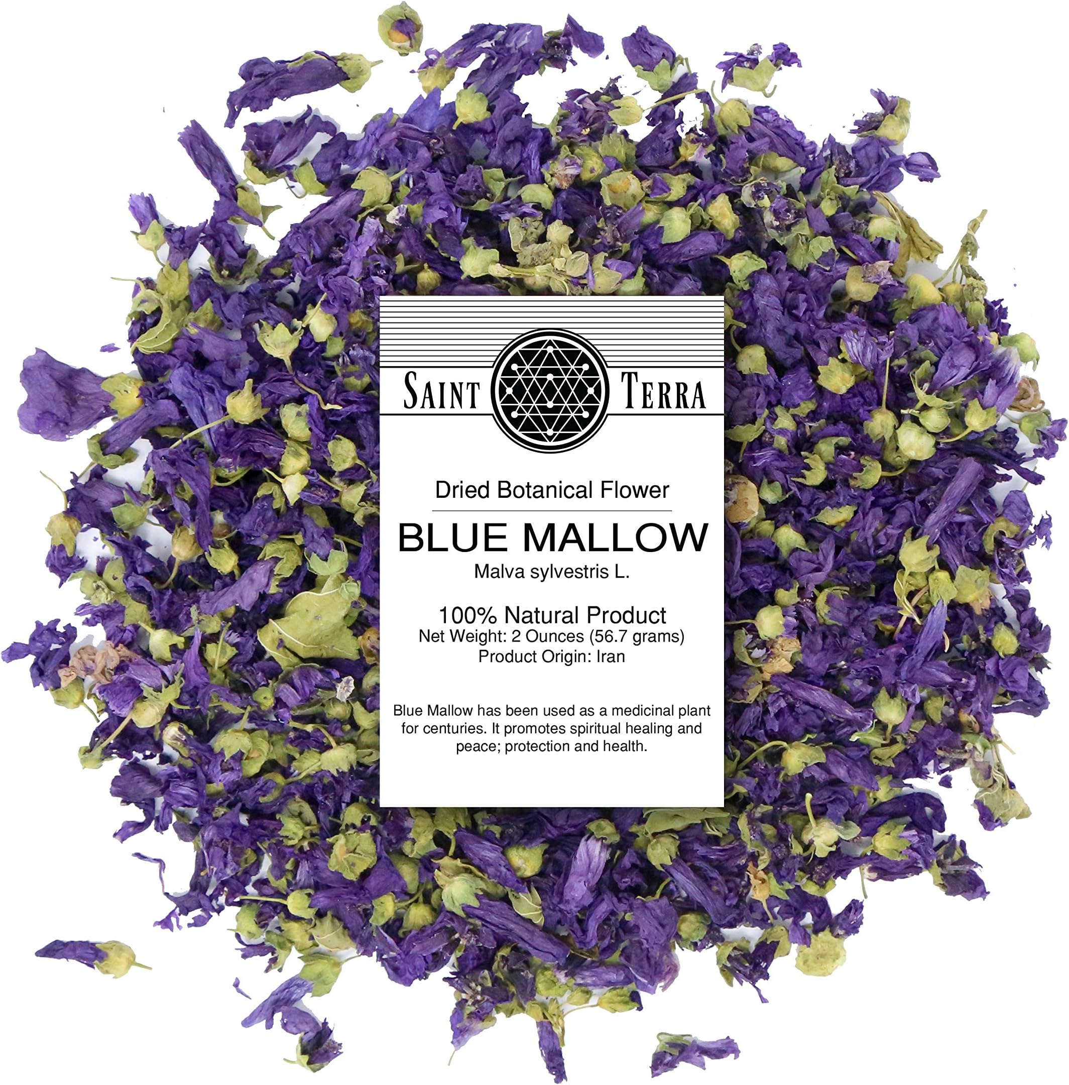 Saint Terra Dried Blue Mallow Flowers, 2 Ounces