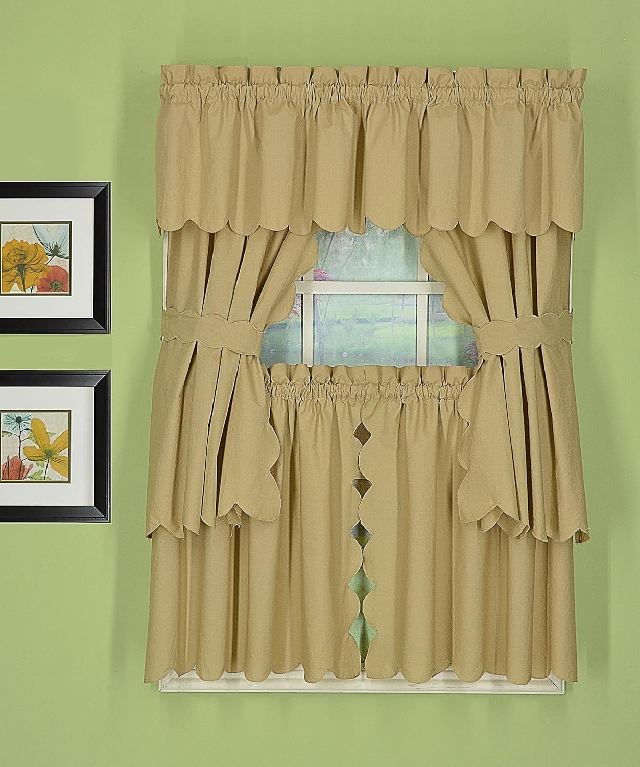 Today's Curtain Orleans 24" Tier Pair Tambour Scallop Edge