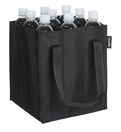 AmazonBasics - Flaschentasche, 9 Fächer, 0,75 l Flaschen, Schwarz