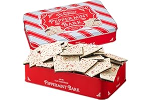 Kiri & Sons Handmade Layered Original Dark and White Chocolate Peppermint Bark - 1Lb Holiday Bark Assorted Squares - Christmas & Winter Candy, Sweets Gift Tin, Old Fashioned Treat, Stocking Stuffer