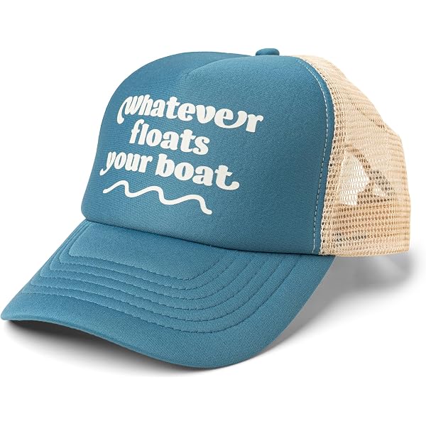 Trucker / SnapBack hat- “whatever floats your boat” - navy and teal Pacific Brim Foam Trucker Hats | eBay main image 2