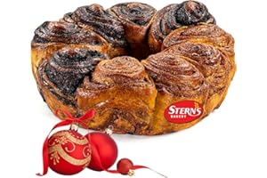 STERN'S BAKERY Holiday Cakes | Wreath Shaped Babka Cake, Chocolate & Cinnamon | Christmas Desserts & Holiday Food Gifts for Women, Men, Colleagues & Friends | Kosher, Nut Free, Dairy Free | Stern’s Bakery