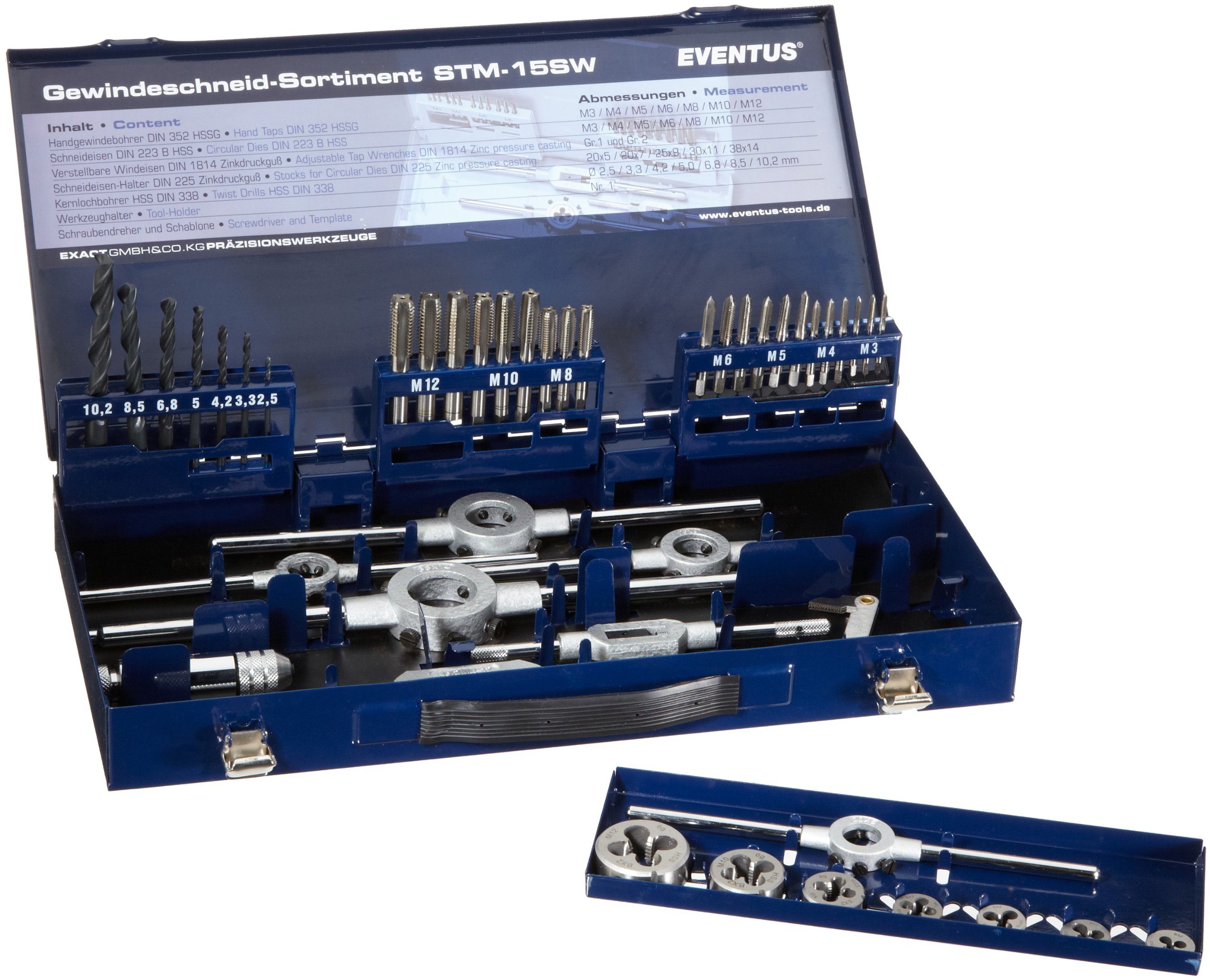 Eventus 10722 M3-M12HSS Set of DIY Thread-Cutting Tools (43 Pieces)