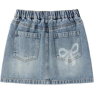 Flofallzique Blue Jeans Skirt for Girls with Shorts Kid Denim Skorts