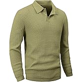 Zaitun Mens Slim Fit Knit Polo Sweater Long Sleeve | Lightweight Textured Pullover (2XL/3XL Size Up Recommended) Sage Green