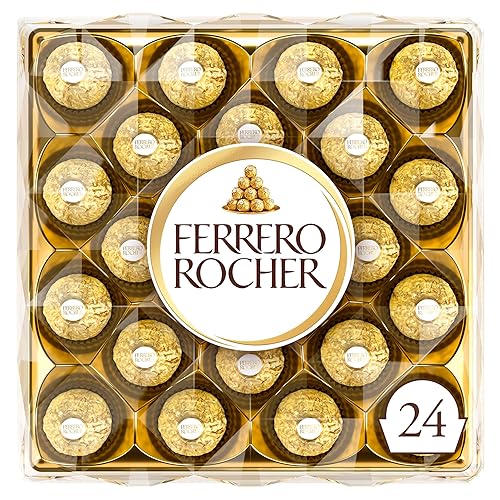 Ferrero Rocher Chocolate Gift Box for Christmas, Covered in Milk Chocolate and Nuts, Box of 24 (300g)