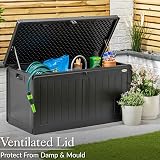 CHRISTOW Waterproof Storage Box 190L Lockable Lid Outdoor Plastic Wood Effect view 4