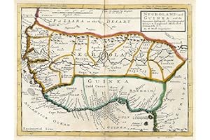 ARTCANTHURTU 1736 Map of Negroland and Guinea, with the European settlements, explaining what belongs to England, Holland, Denmark. West African American Slave Trade History Size: 16"x19" inches