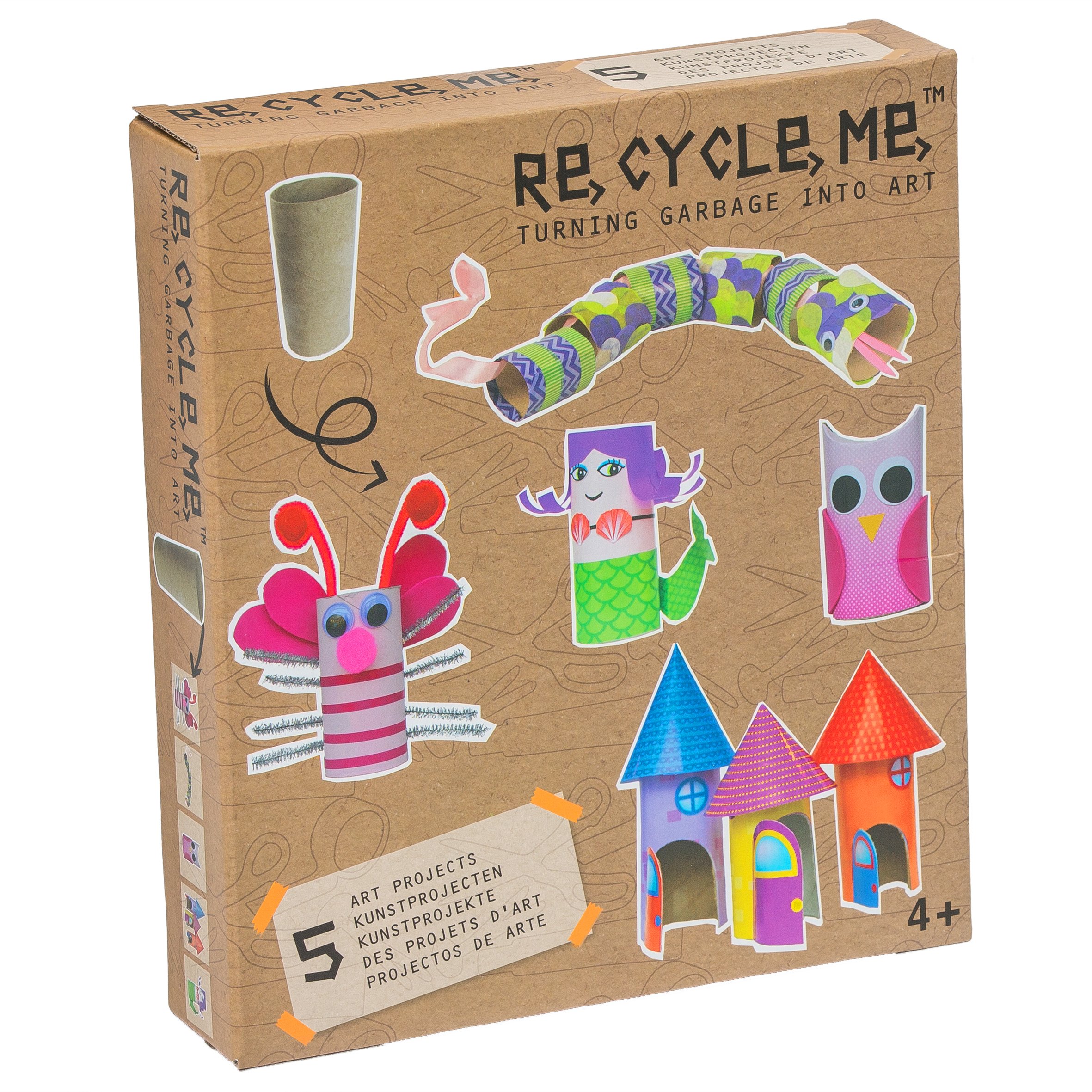 Re Cycle Me DEFG1060 Recycling Craft Fun for 5 Models, Craft Set for 5 Art Projects, Creative Set for Children from 4 Years, Set for Crafts with Household Materials, Recycle Me, Craft Mix