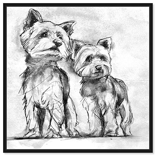 The Oliver Gal Artist Co. Animals Framed Wall Art Canvas Prints 'Yorkie' Dogs and Puppies Home Décor, 20" x 20", White, Black - Amazon deal for $125.00