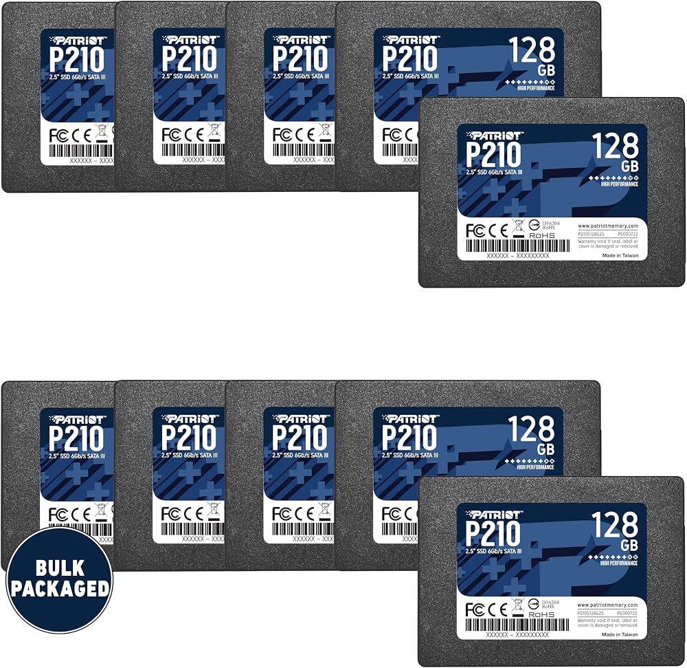 Patriot P210 128GB SSD 2.5" SATA III Internal Solid State Drive - 10 Pack