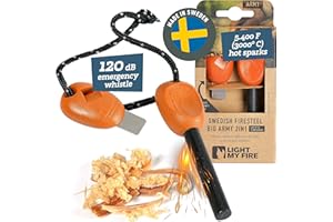 Light My Fire Flint Fire Starter Ferro Rod Survival Tool Army — Fire Steel Bushcraft Gear — Flint and Steel Magnesium Fire Starter Kit — 3/8” 2-in-1 Fire Starters for Campfires — 12,000 Strikes