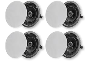 Micca Architecture Series 2-Way in Ceiling in Wall Speaker, Rimless Design, 6.5 Inch Woofer, 8-Inch Cutout Diameter, 4 Pack, 