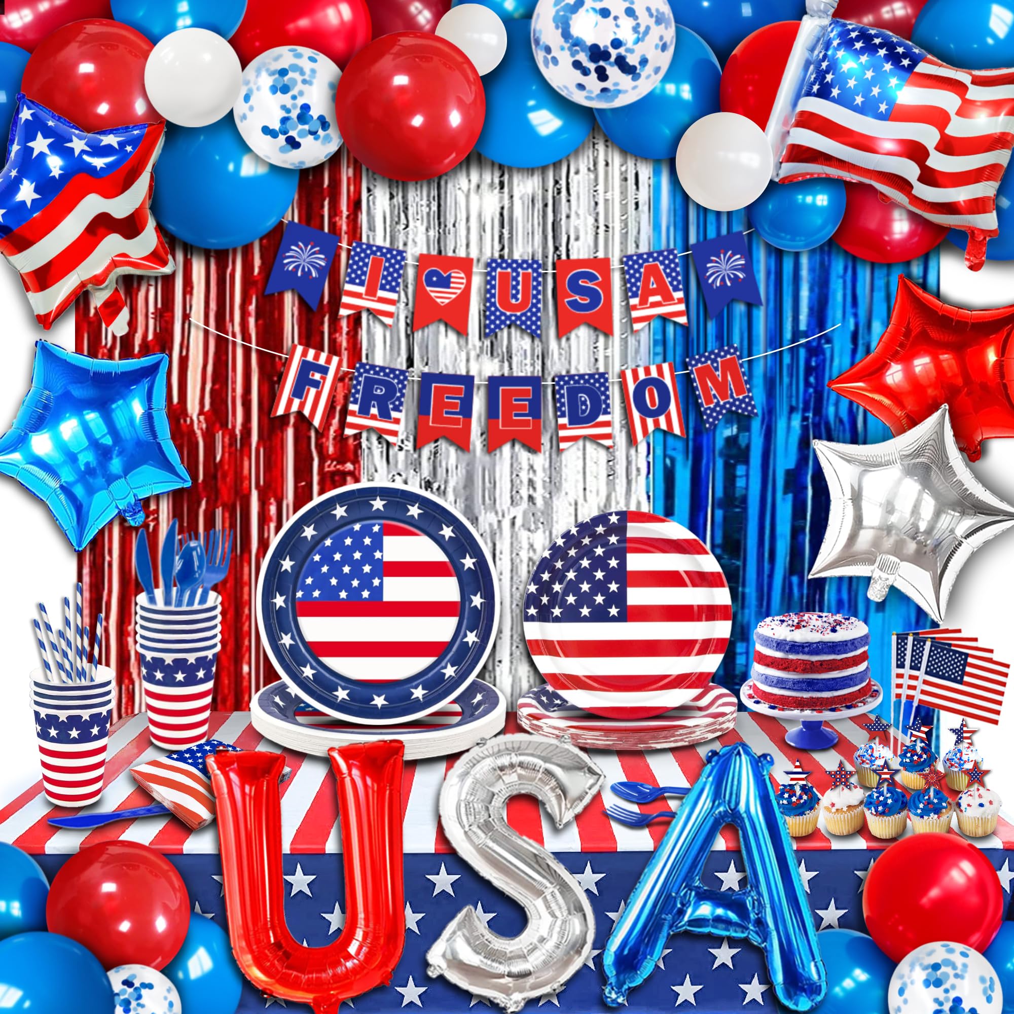 Amercan Flag Balloons | Fourth Of July Balloons | USA Party Decor - View #6