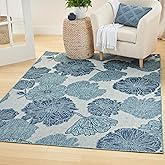 Nourison Home Garden Oasis Blue 4' x 6' Area Rug - Easy Clean, Non Shedding, Bed Room, Living Room, Dining Room, Kitchen (4' 
