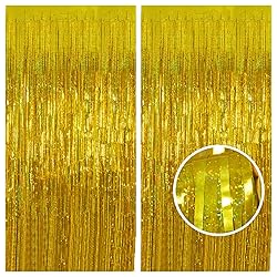 Melsan Gold Foil Curtain, 2 Pack 3.2 ft x 8.2 ft