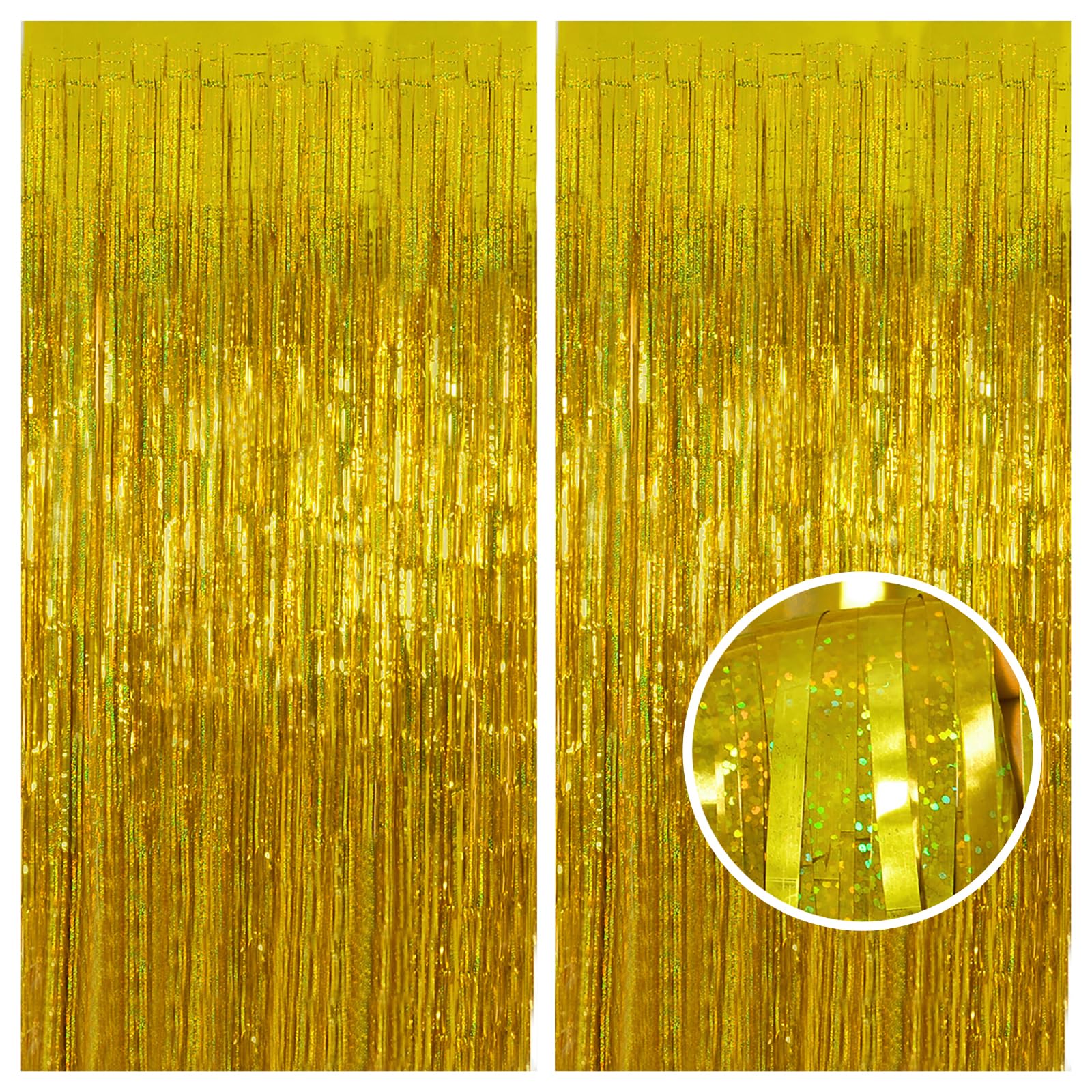 Melsan Gold Foil Curtain, 2 Pack 3.2 ft x 8.2 ft
