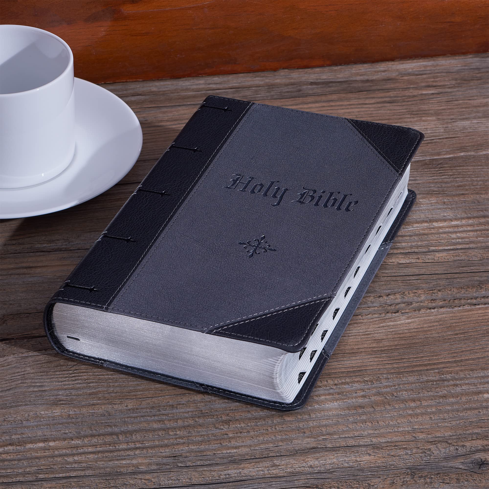 KJV Holy Bible, Giant Print Standard Size Faux Leather Red Letter Edition - Ribbon Marker, King James Version, Black /Gray (KJV Standard GP Editions) KJV Holy Bible, Giant Print Standard Size Faux Leather Red Letter Edition - Ribbon Marker, King James Version, Black /Gray (KJV Standard GP Editions) Imitation Leather