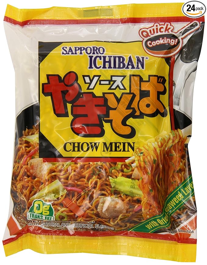 Amazon Com Sapporo Ichiban Chow Mein 3 6 Ounce Packages Pack Of 24 Packaged Asian Dishes Grocery Gourmet Food