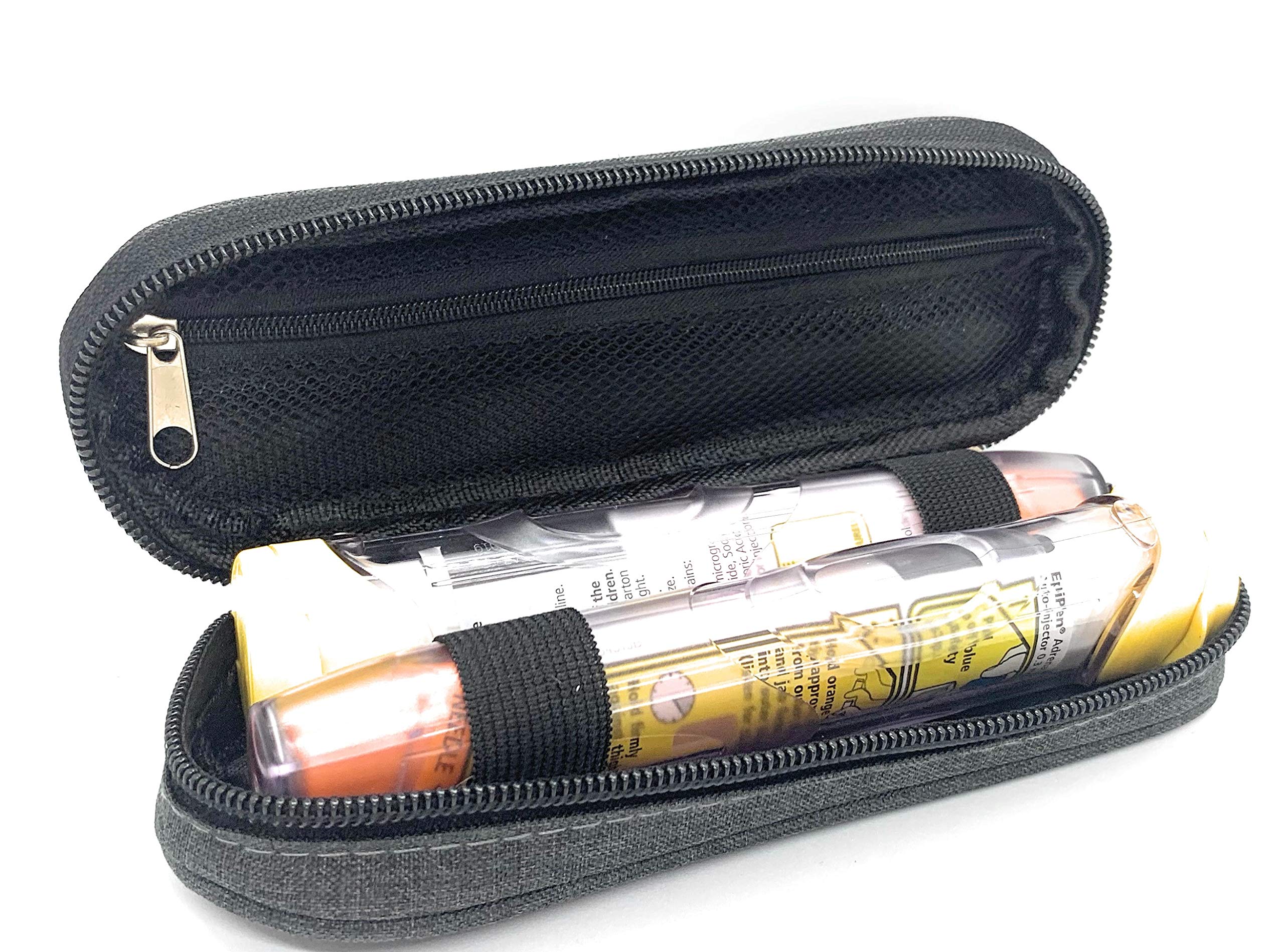 ICE Medical Black/Grey Twin Epipen Syringe Hard Case/Bag - Allergies, Diabetes, Inhalers, Syringes, Insulin etc (Dark Grey Soft Case)