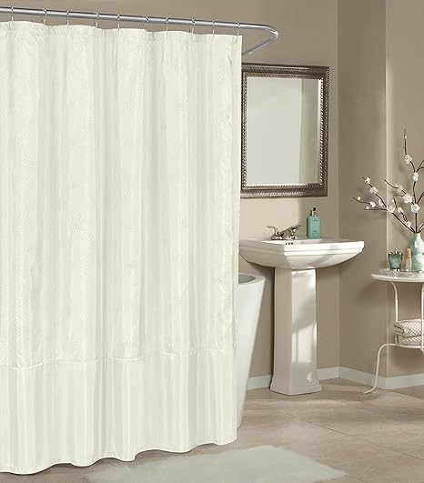 Amazon Com Bathroom And More Faux Silk Fabric Shower Curtain Metallic Raised Pin Dots Geometric Circle Design White Home Kitchen