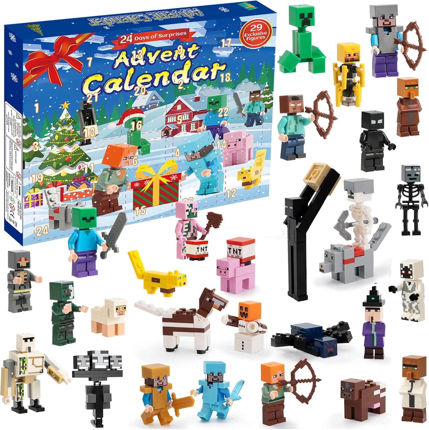 Advent Calendars - Christmas Advent Calendar 2023 Toys - 24 Days Countdown Calendar Building Kit, Surprise Gifts for Kids and Fans, 29pcs Figures