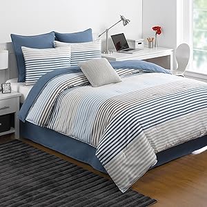 IZOD Chambray Stripe Comforter Set, Queen