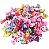YAKA 60pcs(30pairs) 1.5inch Grosgrain Ribbon Mini Bow Ties Craft Rose Appliques Craft Wedding Hair Bow DIY Decor 30Color (Sty