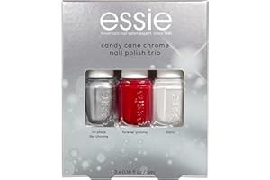 essie Nail Polish, 3 Piece Mini Holiday Nail Polish Set, Candy Cane Chrome Trio, Includes Vegan White, Red and Chrome Shades, 1 Kit