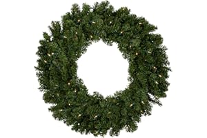 NORTHLIGHT Pre-Lit Canadian Pine Artificial Christmas Wreath, 30-Inch with Clear Lights