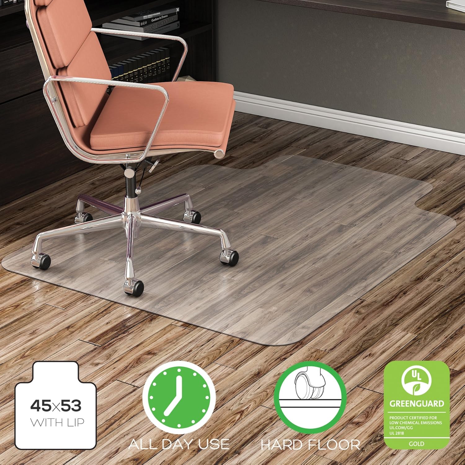 Deflecto EconoMat Clear Chair Mat, Hard Floor Use, Rectangle, Straight Edge, 46" x 60", Clear (CM2E442FCOM) : Carpet Chair Mats : Office Products