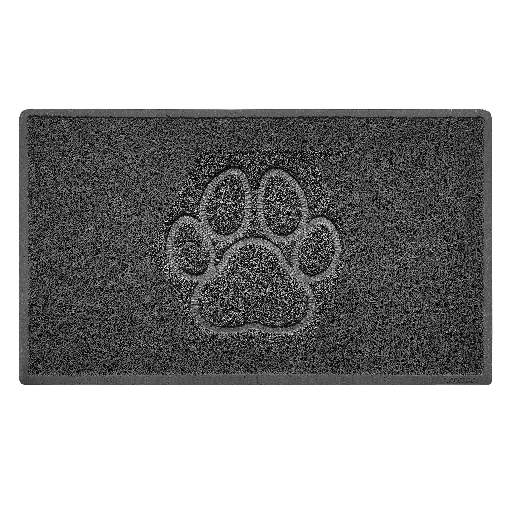 Nicoman Paw Embossed Shape Door Mat Dirt Trapper PVC Spaghetti Mat Washable Quick Drying Barrier Doormat-Dark Grey (Drainage Open-Back)-Medium (75x44cm)