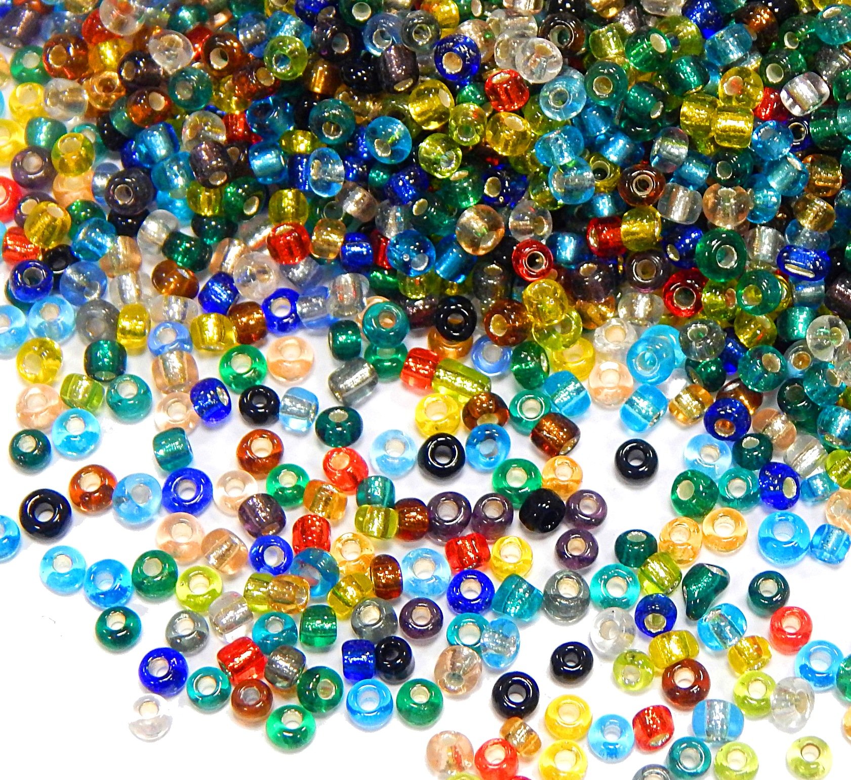 Perlin Seed Beads Glass Beads Indian Beads Seed Beads Pony Beads 3 mm Silver Lined Silver Lined 8/0 Silver Lined Seed Beads 3300 Pieces (Mixed) โ image 1