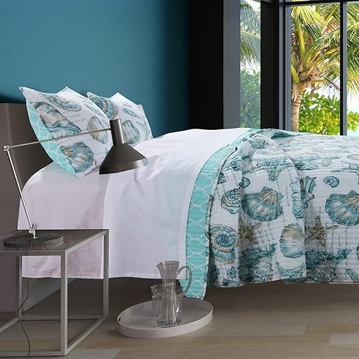 Amazon Com Gh Coastal Bedding Beach Theme Quilt Set 3 Piece King
