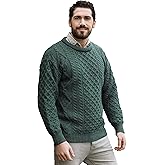 Aran Crafts Irish Soft Cable Knitted Crew Neck Unisex Sweater (100% Pure New Wool)