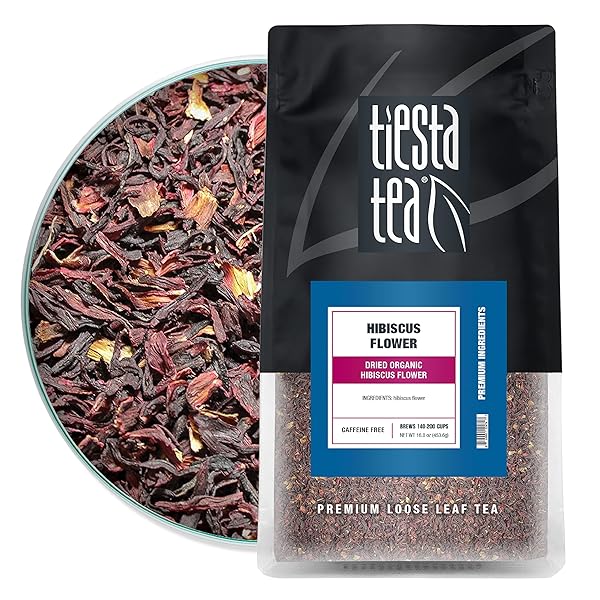 TIESTA TEA – DRIED HIBISCUS, LOOSE LEAF, CUT & SIFTED HIBISCUS FLOWER, PREMIUM BLEND, NON-CAFFEINATED, MAKE HOT OR ICED & BREWS UP TO 200 CUPS, 16 OUNCE RESEALABLE BULK POUCH
