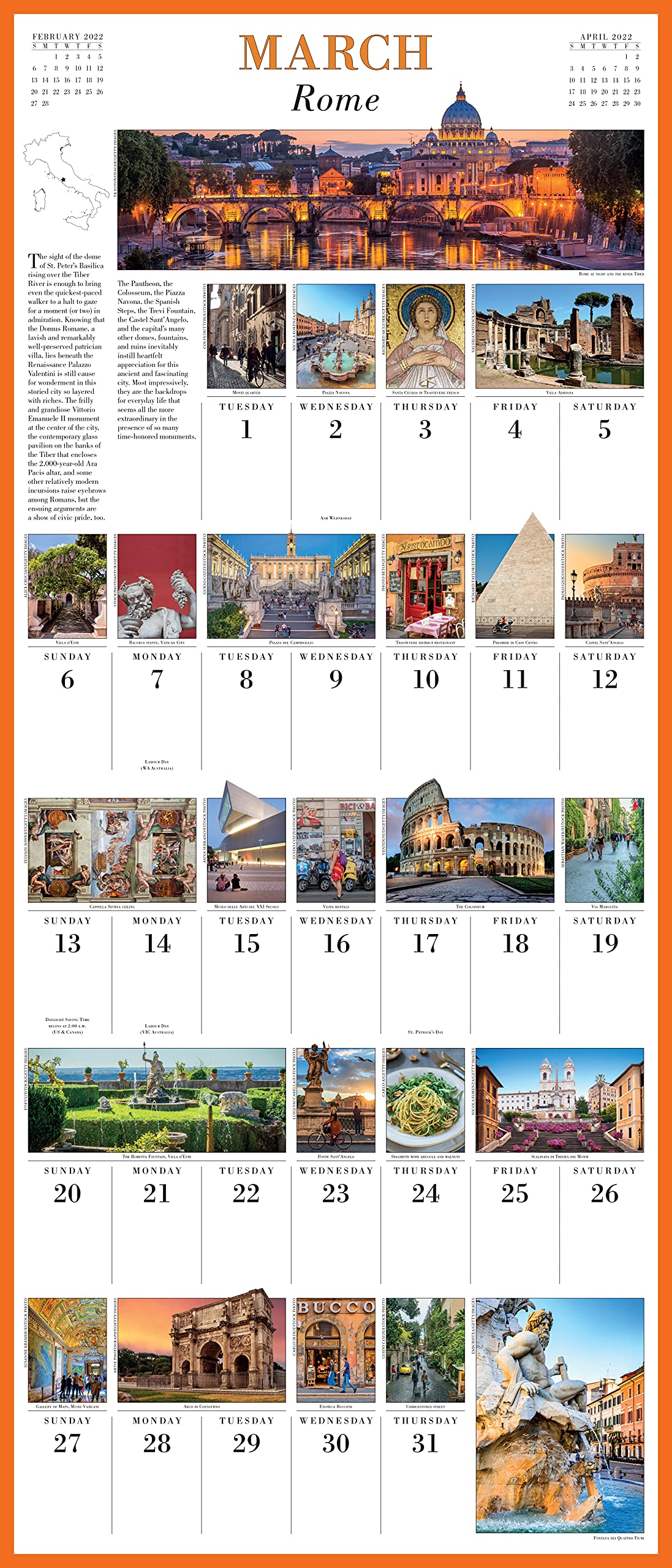 Italy Calendar 2022 Amazon