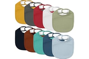 EGMAO BABY 10 Pack Cotton Snap Bibs for Baby Boy Girl, Super Soft Drool Bibs for Teething and Feeding