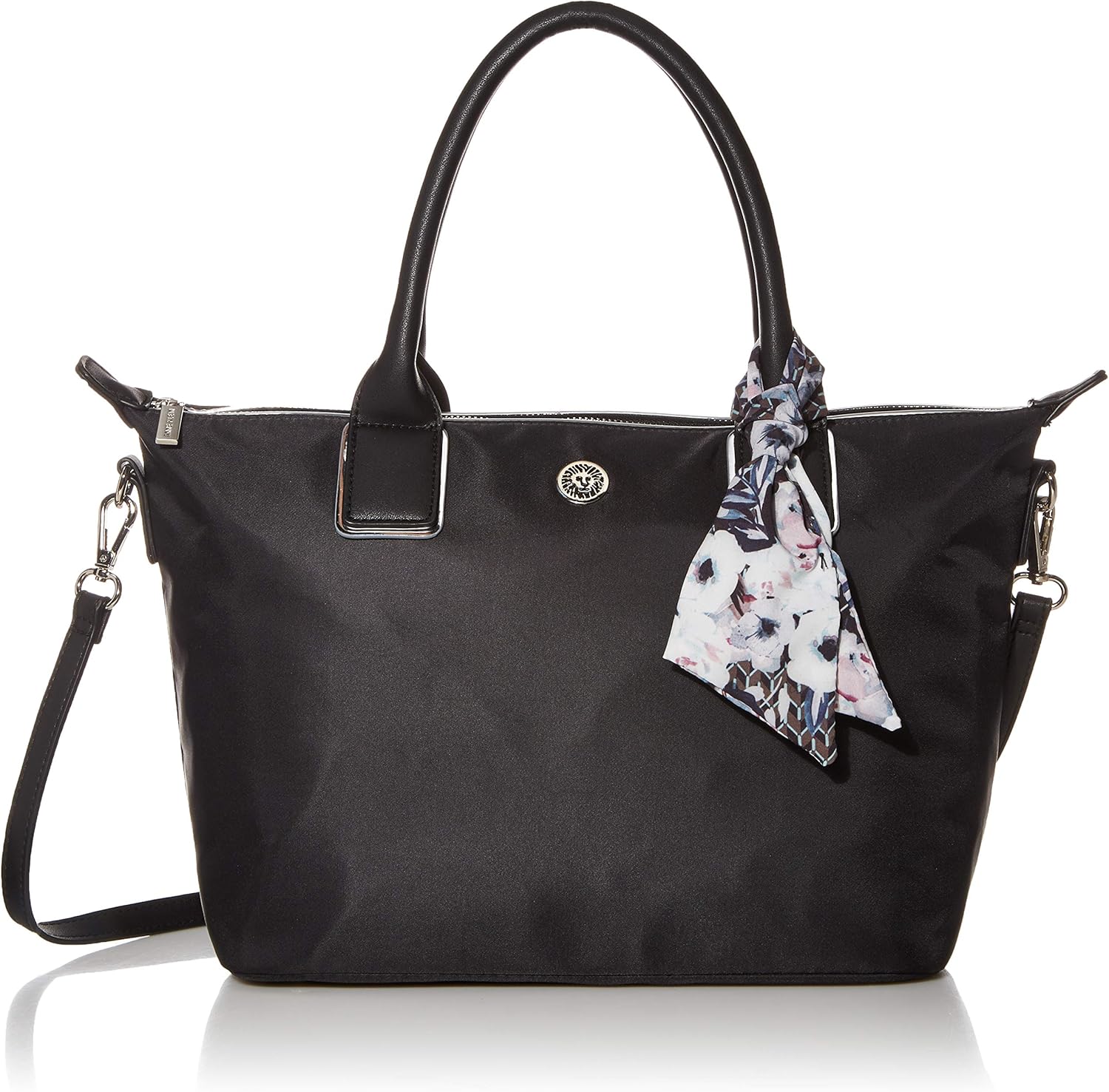 Anne Klein Top Zip Convertible Satchel, Black Clothing