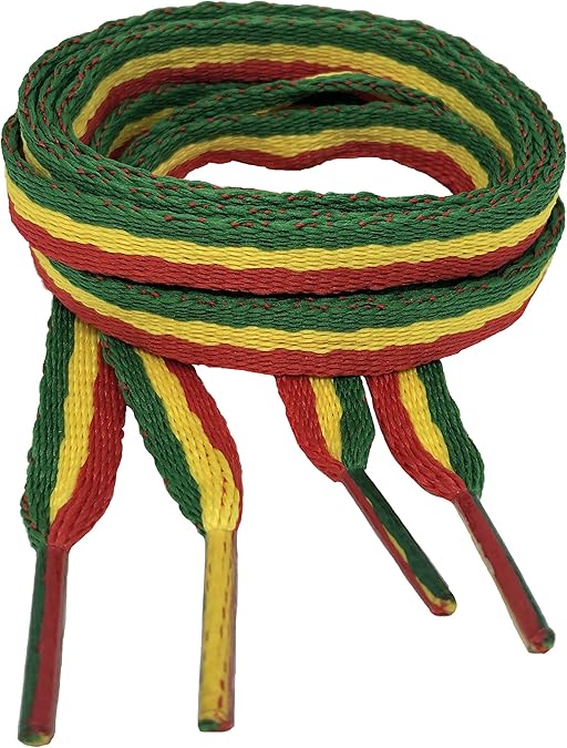 Big Laces Flat Laces Rasta Red Yellow Green Shoelaces