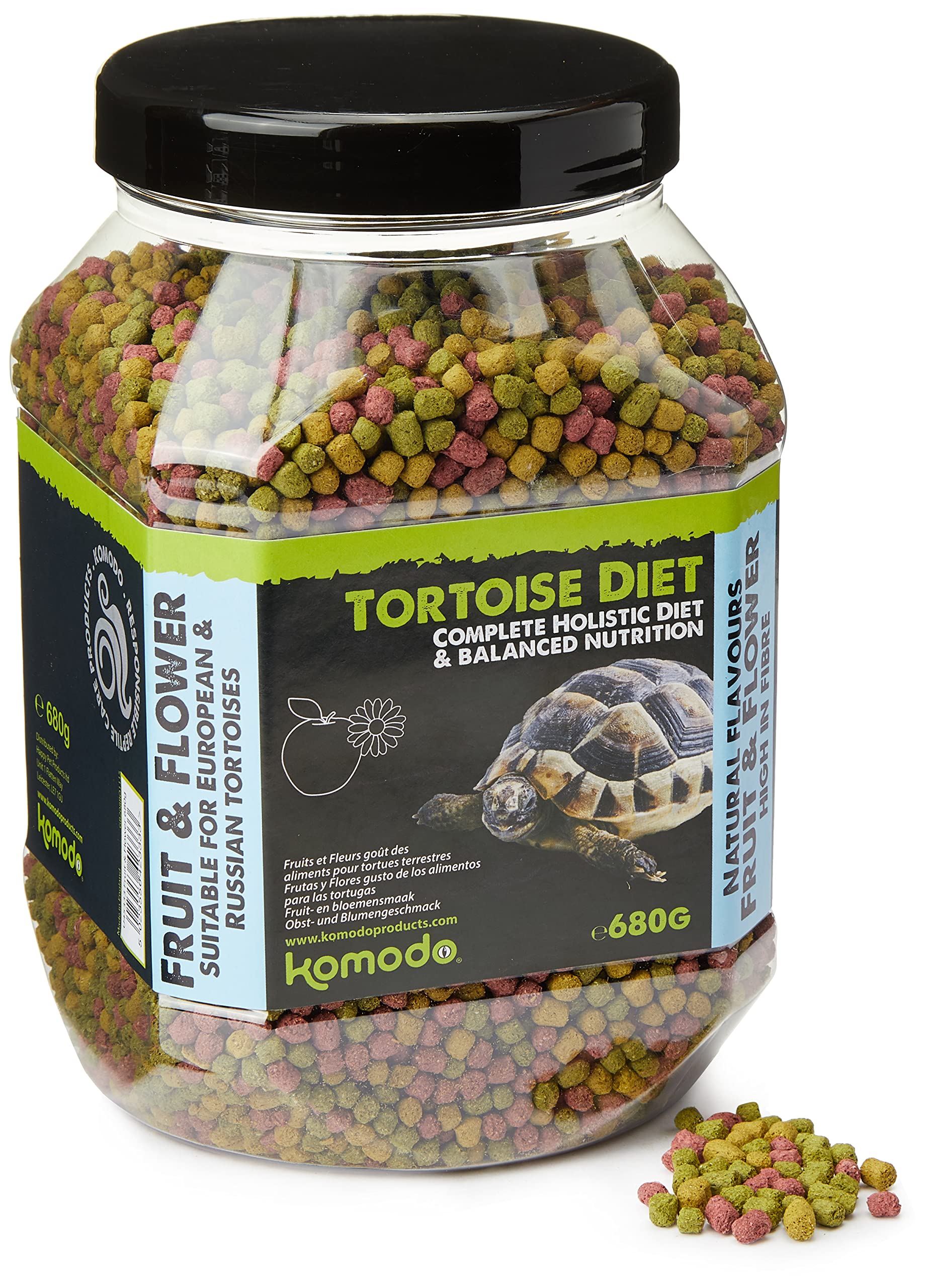 Komodo Complete Holistic Tortoise Diet Fruit and Flower 680 g, Balanced food for Tortoises, Natural Flavoured Tortoise Food