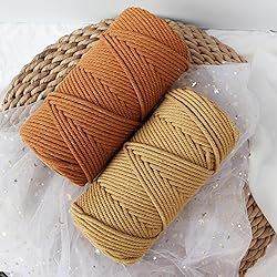 Macrame Cord 4mm 109 Yards Caramel,Colored Soft