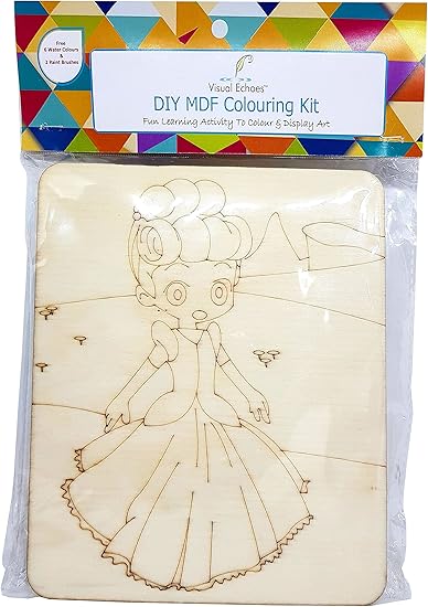 Amazon Co Jp Visual Echoes Diyドールデザインカラーリングキット リトルアートギャラリー Mdfボード 描画アウトライン エッゼル 水彩 ペイントブラシ付き ホーム キッチン