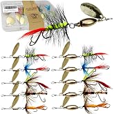 VMSIXVM Trout Spinner Baits Fishing Lures, Hand-Tied, Brass Parts | Irresistible Spinner-Fly Combo Kit, Dual Sharp Hook, Flash Vibration, Deadly Attraction, Storage Box Include, Fish Anywhere