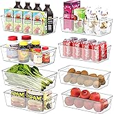 Simple Houseware 8 Pack Refrigerator Organizer Bins, Clear Storage Containers for Kitchen, Pantry, and Fridge